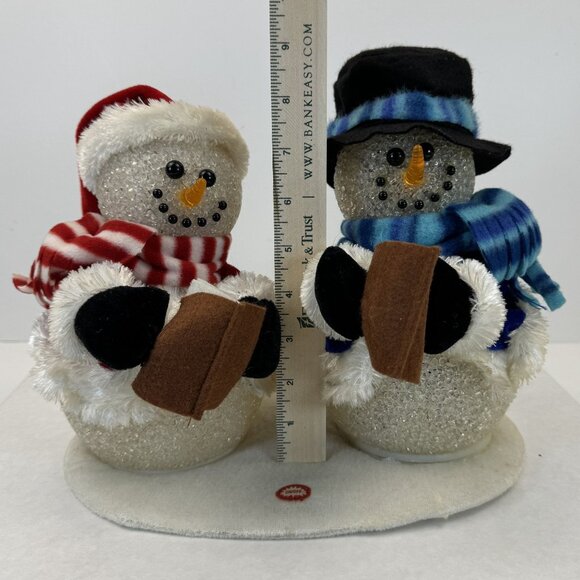 Vtg Lighted Animated Music Snowman Duo Melted Plastic Popcorn Winter Wonderland - Picture 12 of 14